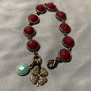 Lucky Brand Red Beaded and gold tone Bracelet